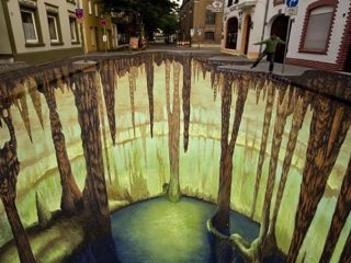 Niesamowite rysunki na chodniku: Edgar Mueller - anamorficzne obrazy chodnik 3d trójwymiarowe