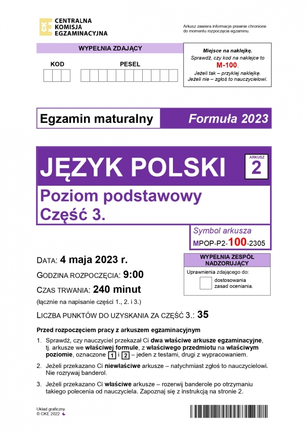 Matura z jzyka polskiego 2023 - wypracowanie