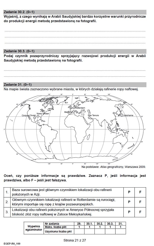 Prbna matura CKE 2021 - geografia rozszerzona - Arkusz