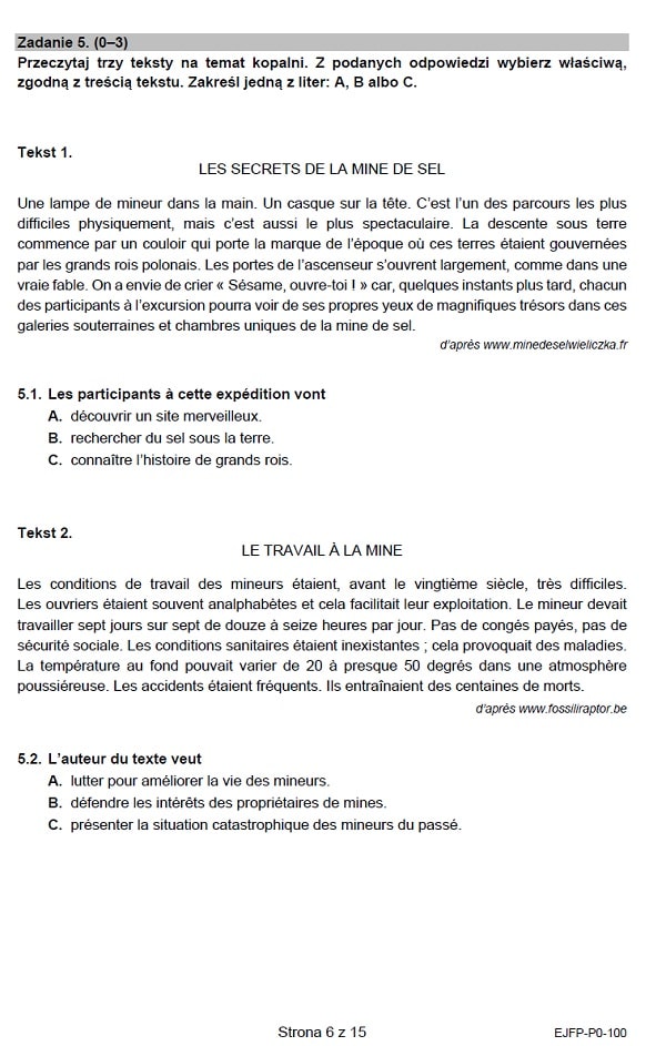 Prbna matura CKE 2021 - j. francuski podstawowy - Arkusz