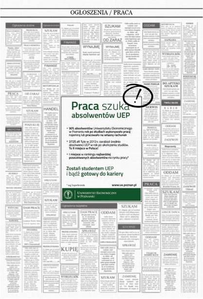 Najlepsza reklama prasowa - 3. miejsce: Uniwersytet Ekonomiczny w Poznaniu