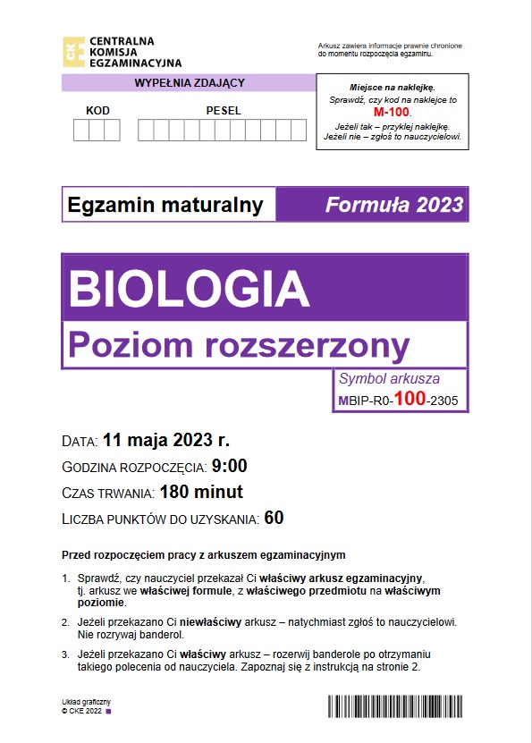 Matura biologia 2023