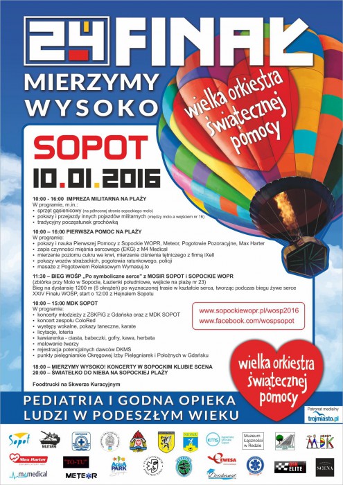 24. Finał WOŚP 2016 w Sopocie - program