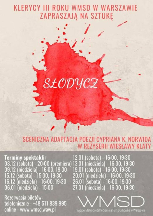 Spektakl "Słodycz" w reżyserii Wiesławy Klaty