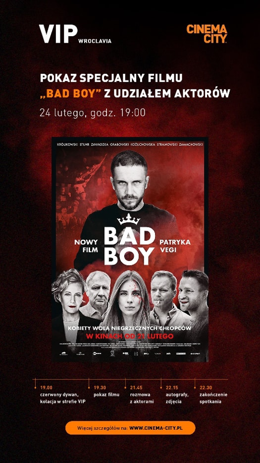 VIP-owski pokaz filmu "Bad Boy" w Cinema City Wroclavia