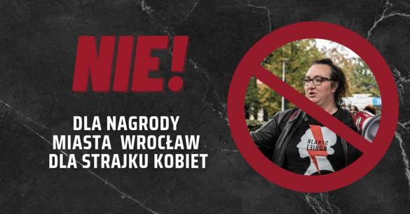 Nie dla nagrody miasta Wrocław dla Strajku Kobiet - manifestacja we Wrocławiu