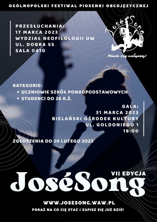 Ogólnopolski Festiwal Piosenki Obcojęzycznej 2023: JoséSong - przesłuchania 