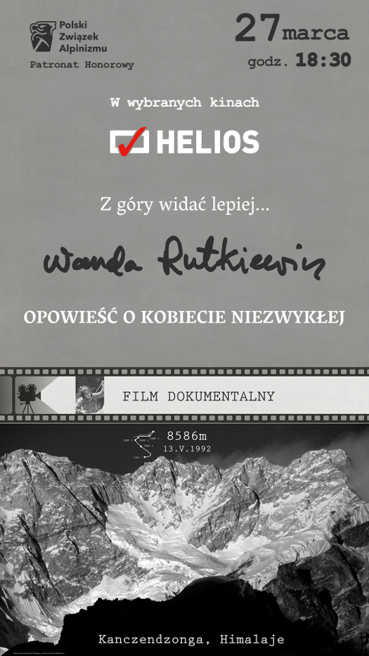 Z góry widać lepiej - pokaz filmu dokumentalnego o Wandzie Rutkiewicz