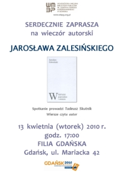 Wieczór autorski Jarosława Zalesińskiego