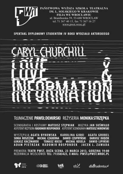 Love & Information - premiera PWST filia Wrocław