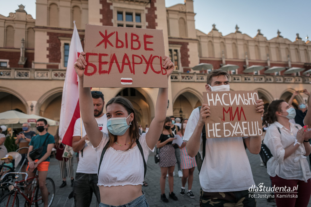 Akcja solidarności z Białorusią - manifestacja w Krakowie - zdjęcie nr 4