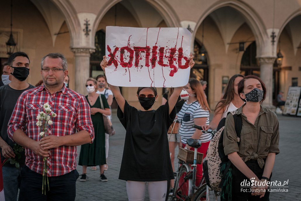 Akcja solidarności z Białorusią - manifestacja w Krakowie - zdjęcie nr 6