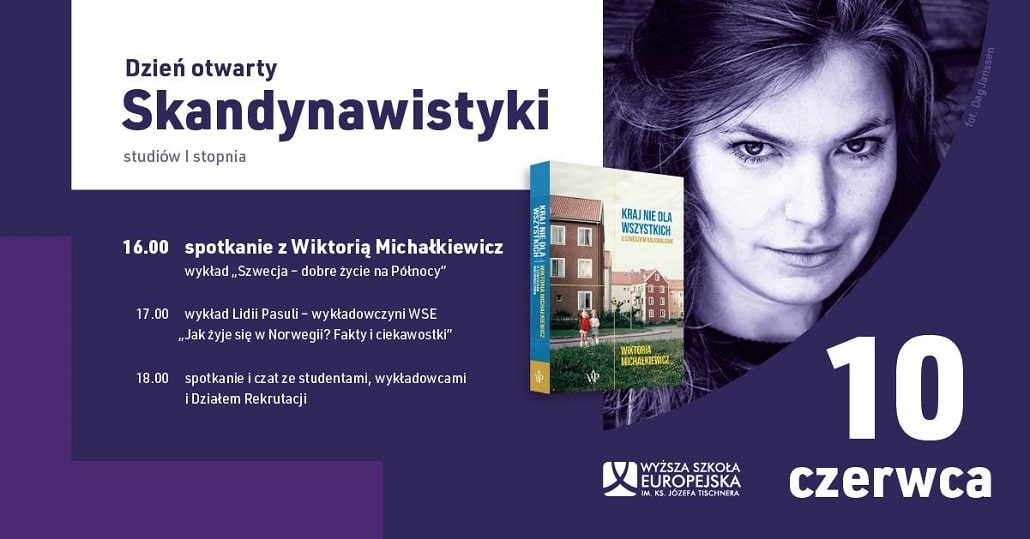 Skandynawistyka w WSE w Krakowie. Baner informujący o dniu otwartym