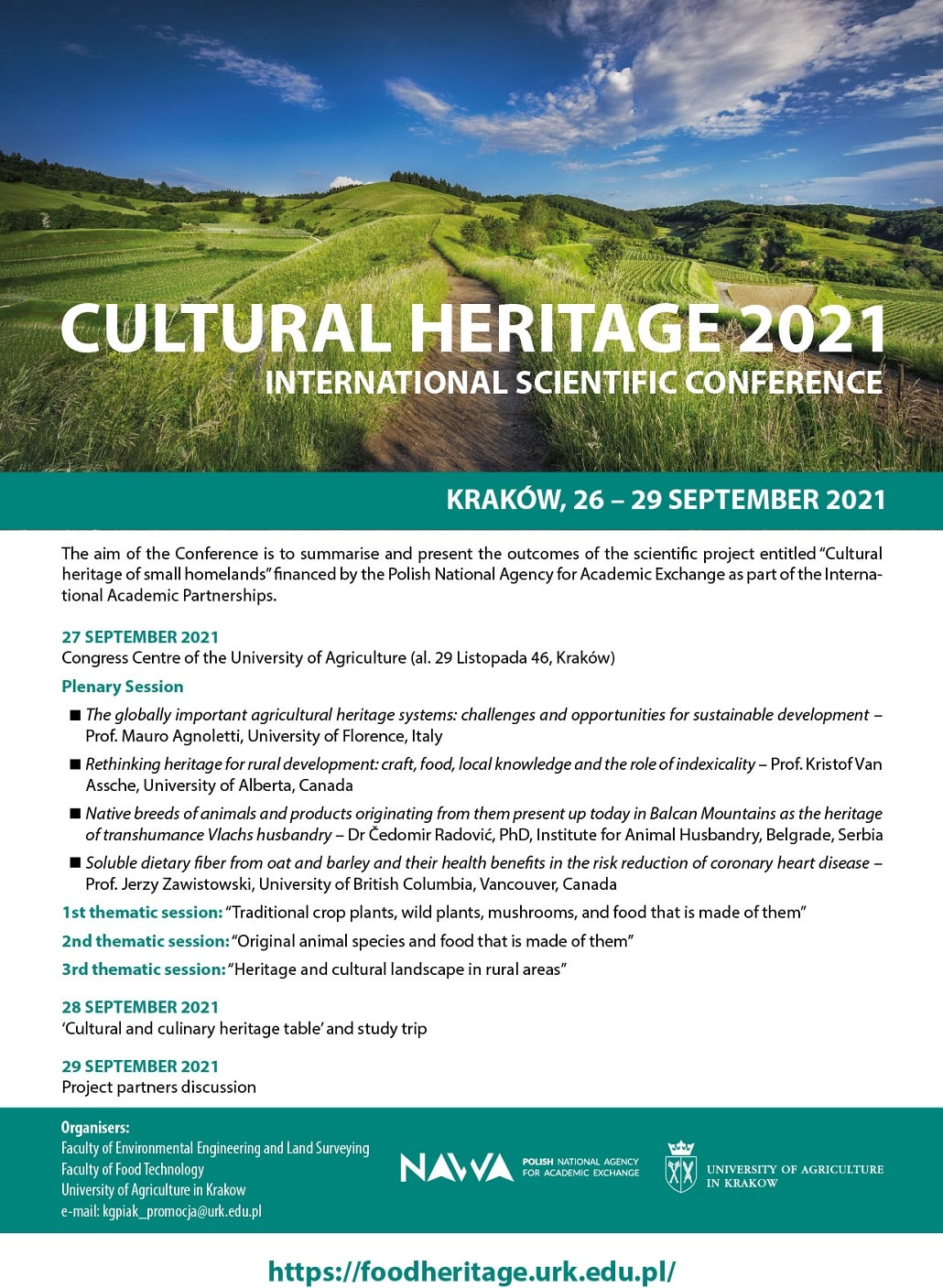 Cultural Heritage Uniwersytet Rolniczy w Krakowie plakat
