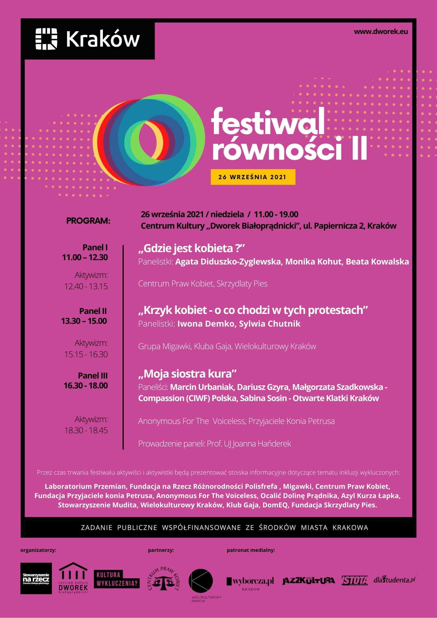 Plakat Festiwal Równości II - harmonogram