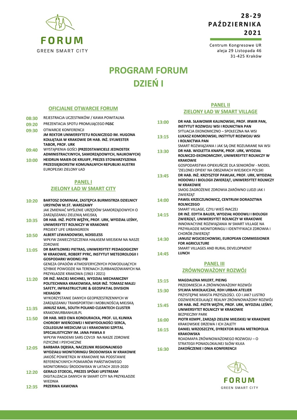 VI Forum Green Smart City 2021 program