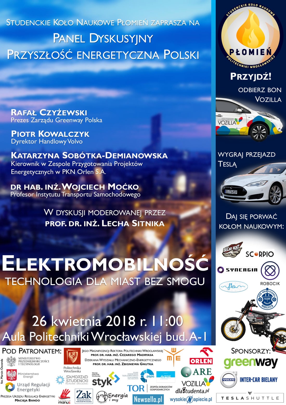 Panel dyskusyjny Przyszłość Energetyczna Polski odbędzie się 26 kwietnia 2018 roku.