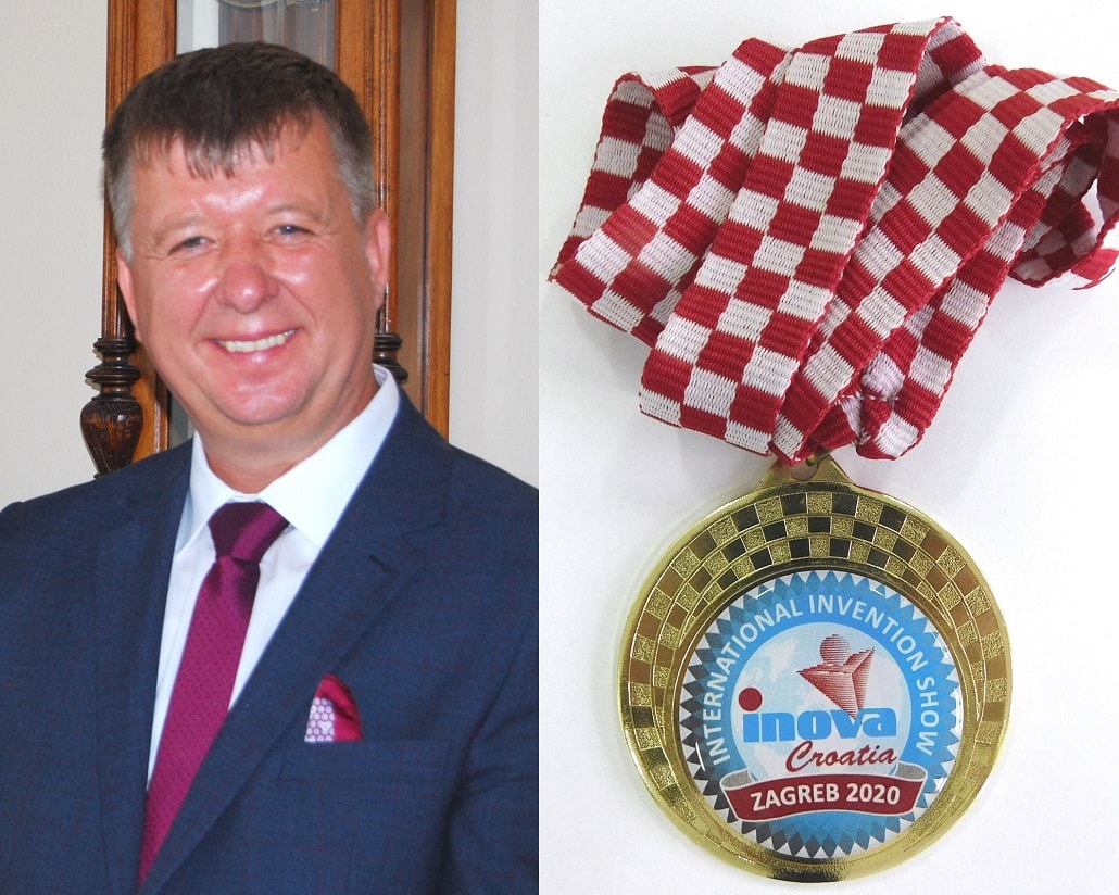 dr hab. inż. Piotr Kacorzyk, prof. UR oraz medal INOVA CROATIA 2020