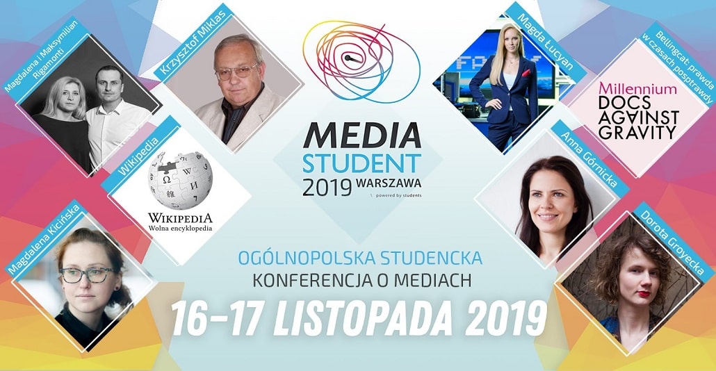 Plakat i prelegenci na Konferencji Media Student 2019
