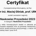 Dr inż. Maciej Gliniak, prof. URK laureatem nagrody Naukowiec Przyszłości 2023 - Maciej Gliniak, URK, laureat,  Naukowiec Przyszłości 2023
