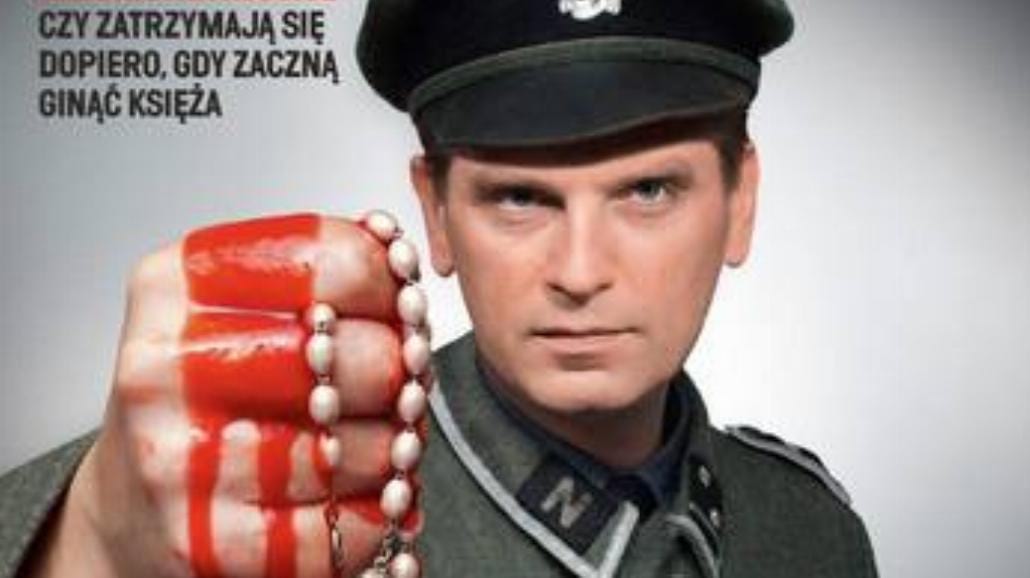 Tomasz Lis jako nazista na okładce "W sieci"