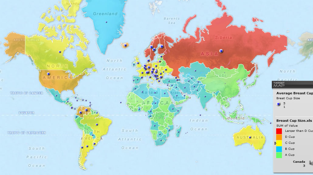 Większy biust, czy mniejsze piersi? Zobacz mapę światowych biustów!
