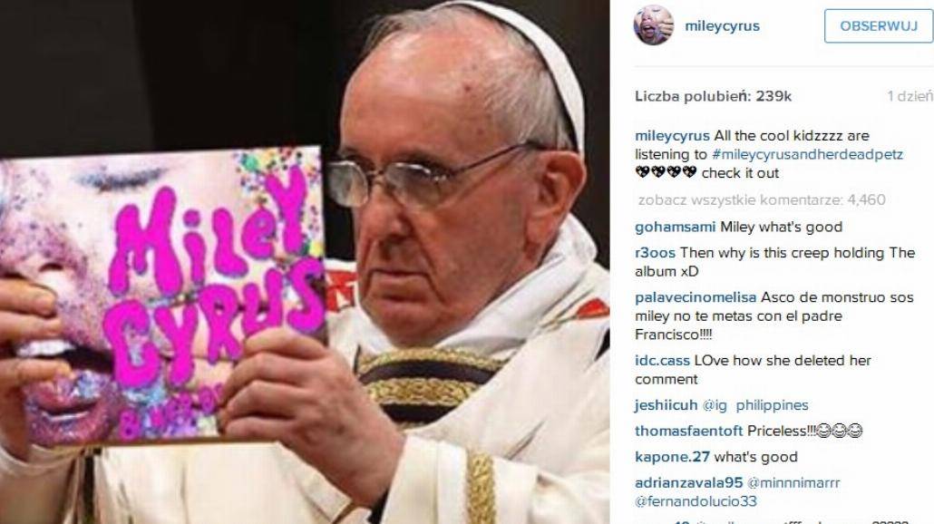 Miley Cyrus wkurzyła katolików. Znieważyła papieża?