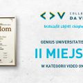 Sukces CDV w konkursie Genius Universitatis 2018 - nagroda, II miejsce, film, premiera, popularność